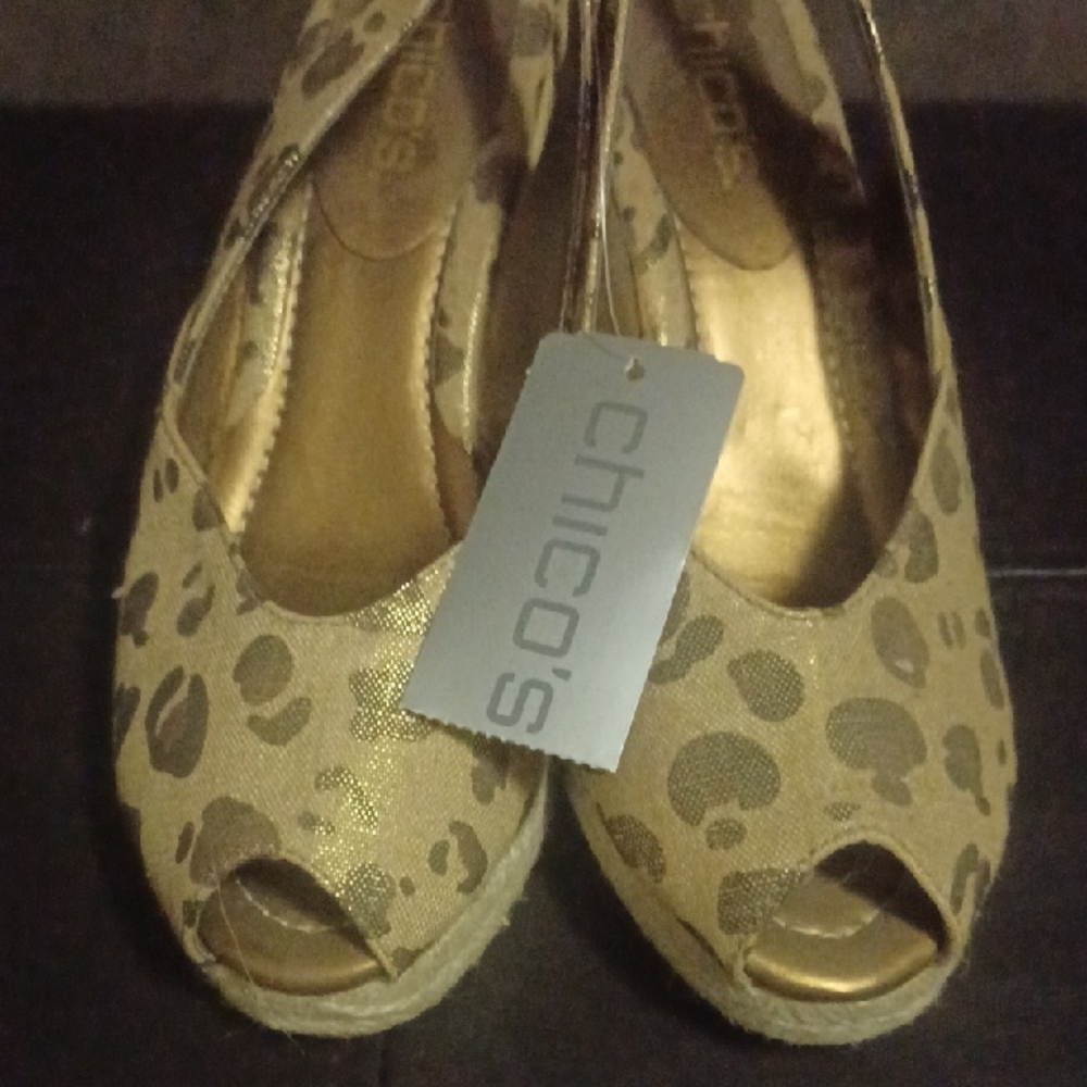 Chico's Animal Print Peep Toe Wedges
